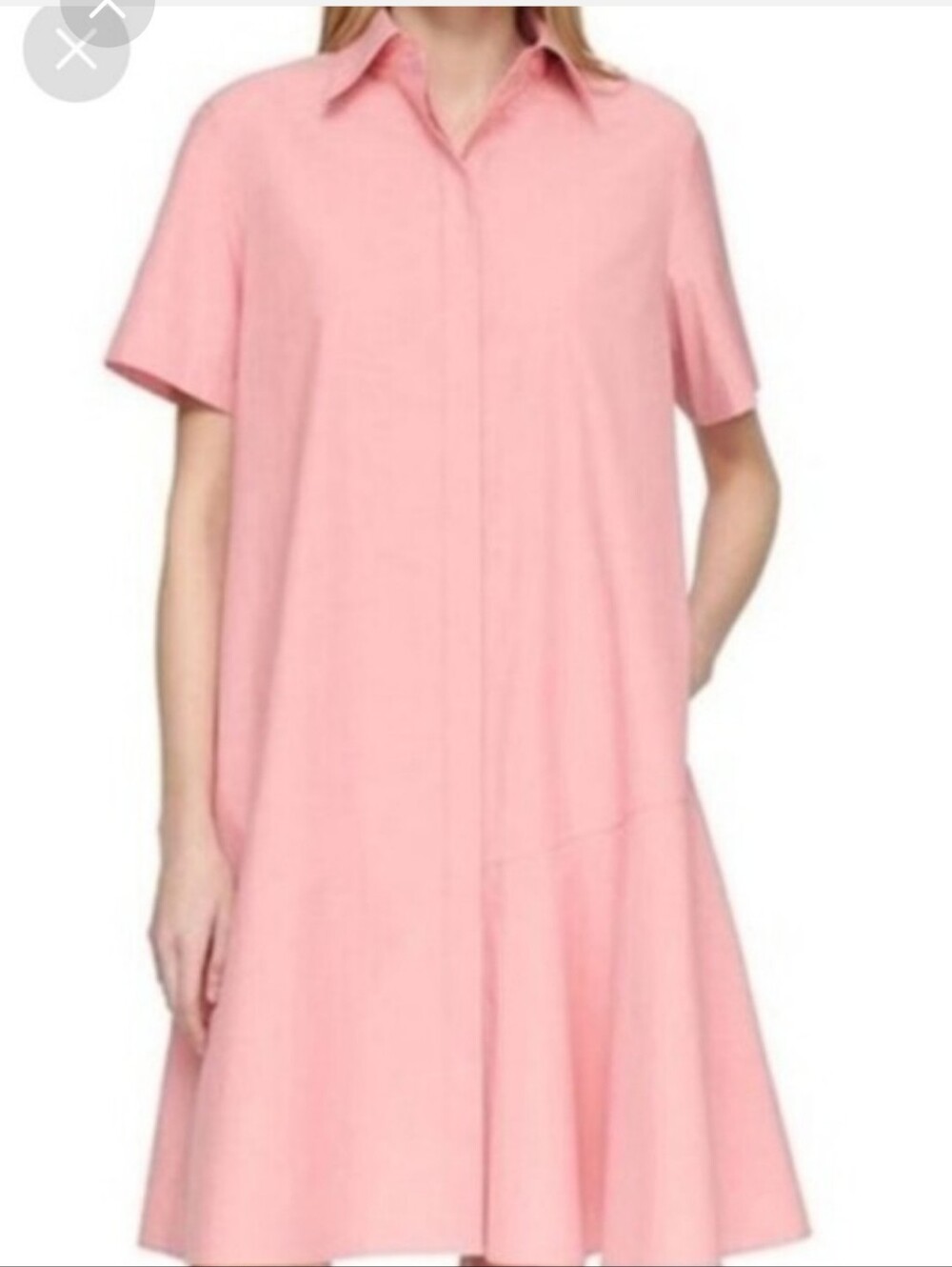 Lafayette 148 New York Pink Size XL Cotton Short-Sleeve A-Line Shirt Dress